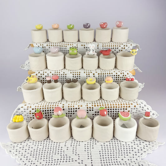 Mini Handmade Unglazed Succulent Pot – Thumb Size with Adorable Decorations