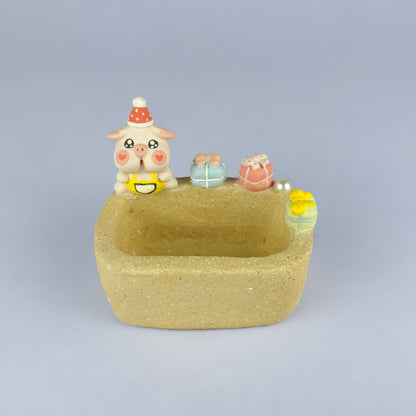 Handmade Unglazed Cute Piggy Character Succulent Pot