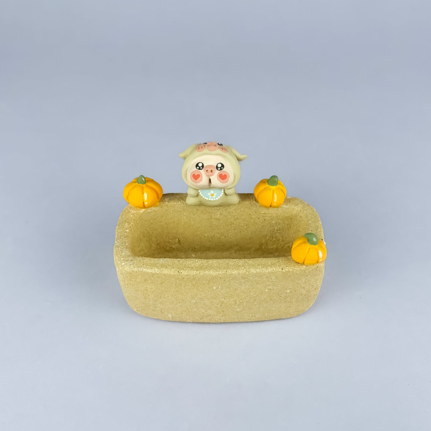 Handmade Unglazed Cute Piggy Character Succulent Pot