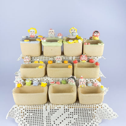 Handmade Unglazed Cute Piggy Character Succulent Pot