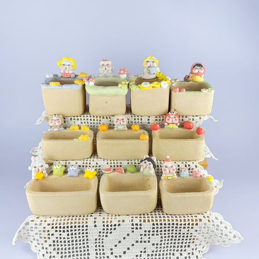 Handmade Unglazed Cute Piggy Character Succulent Pot