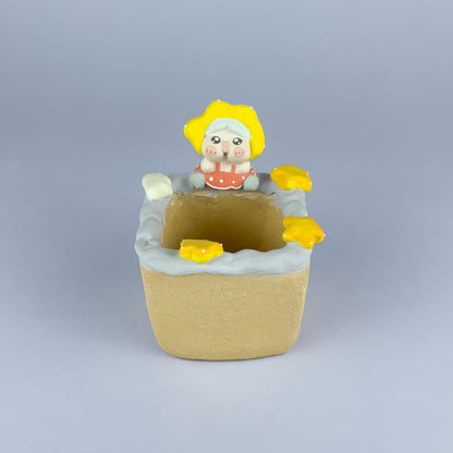 Handmade Unglazed Cute Piggy Character Succulent Pot