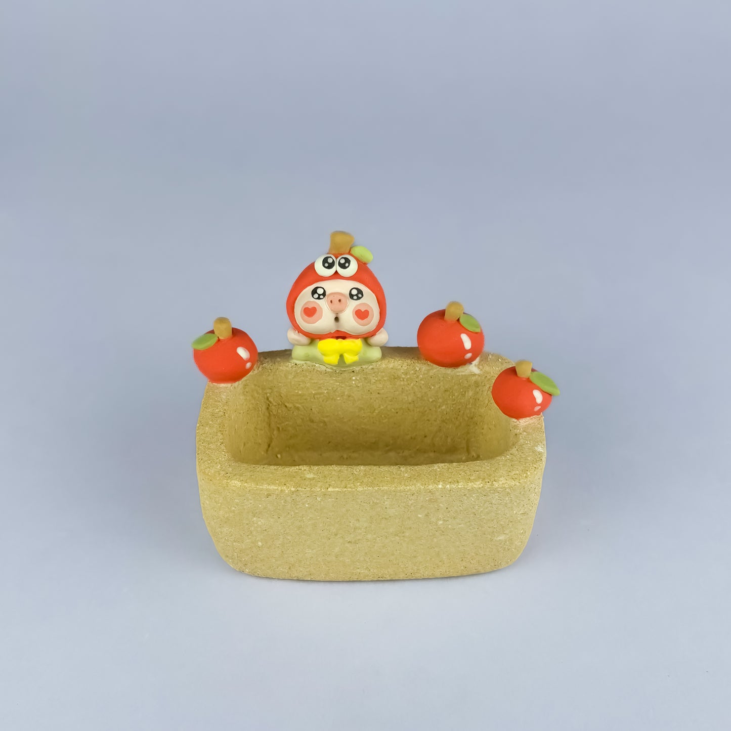 Handmade Unglazed Cute Piggy Character Succulent Pot