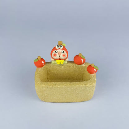 Handmade Unglazed Cute Piggy Character Succulent Pot