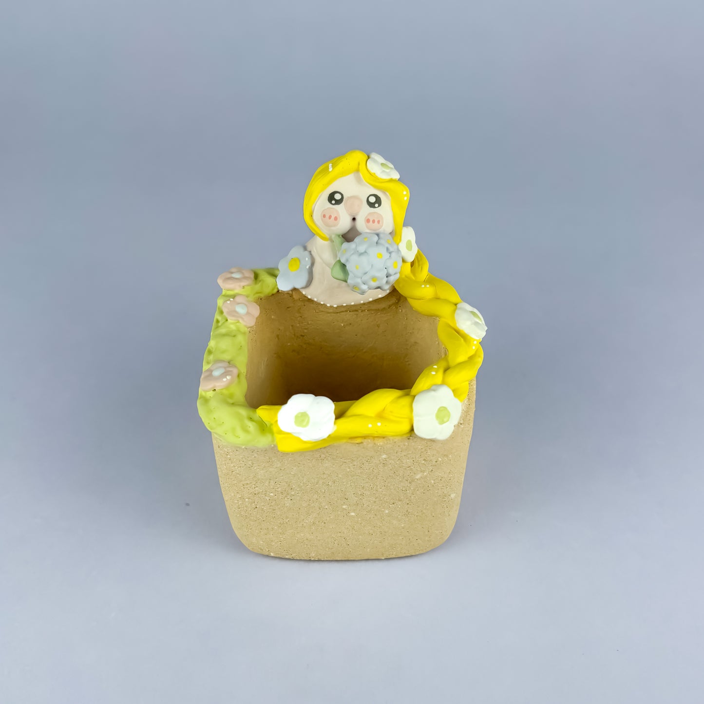 Handmade Unglazed Cute Piggy Character Succulent Pot
