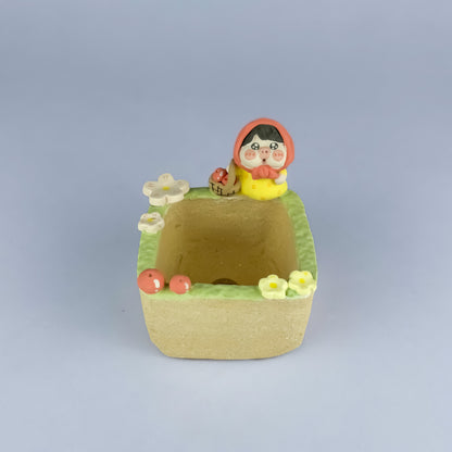 Handmade Unglazed Cute Piggy Character Succulent Pot
