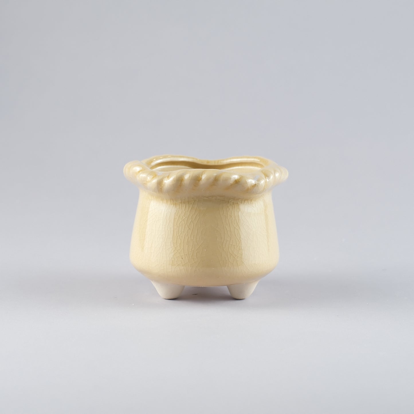 Ceramic Crackle-Glaze Pot – Twisted Wavy Rim