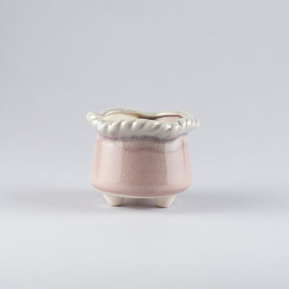 Ceramic Crackle-Glaze Pot – Twisted Wavy Rim