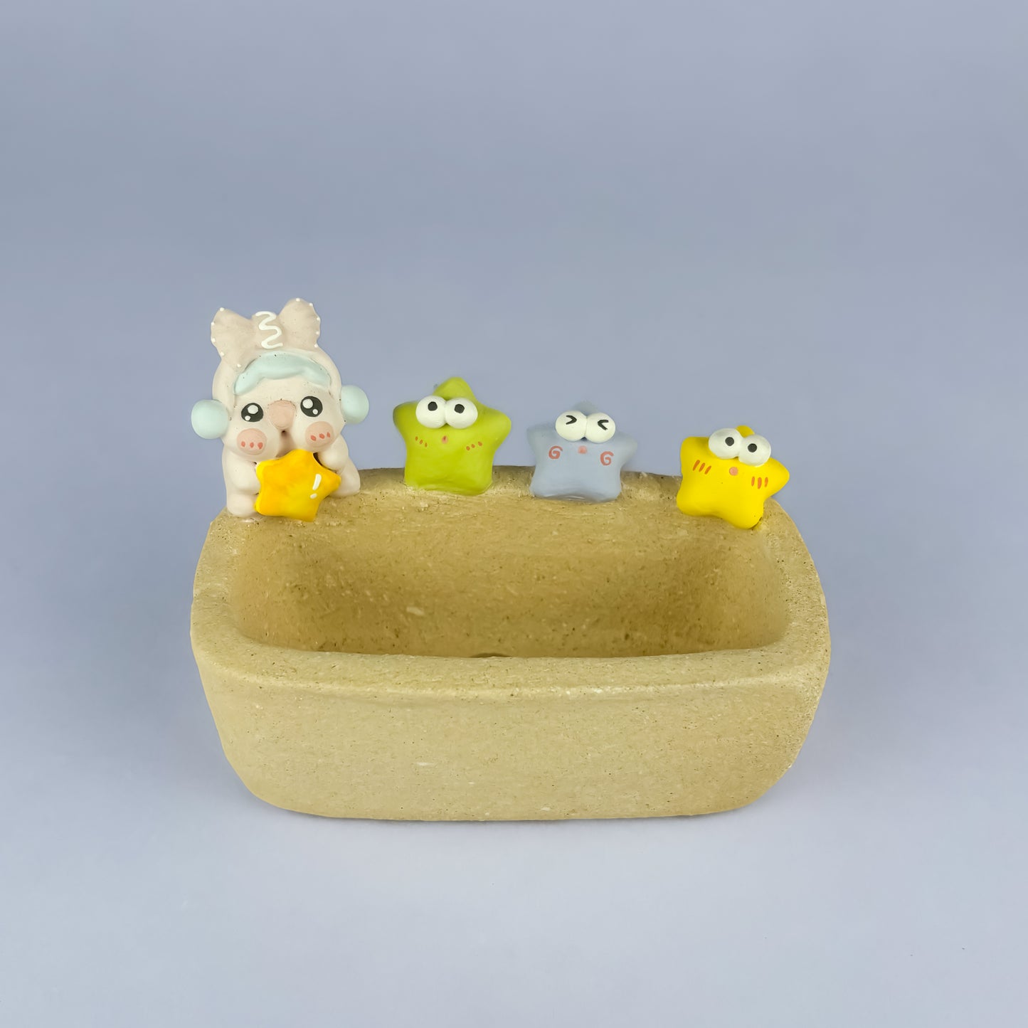 Handmade Unglazed Cute Piggy Character Succulent Pot
